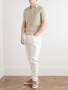 Brunello Cucinelli - Ribbed Striped Linen and Cotton-Blend Polo Shirt - Neutrals