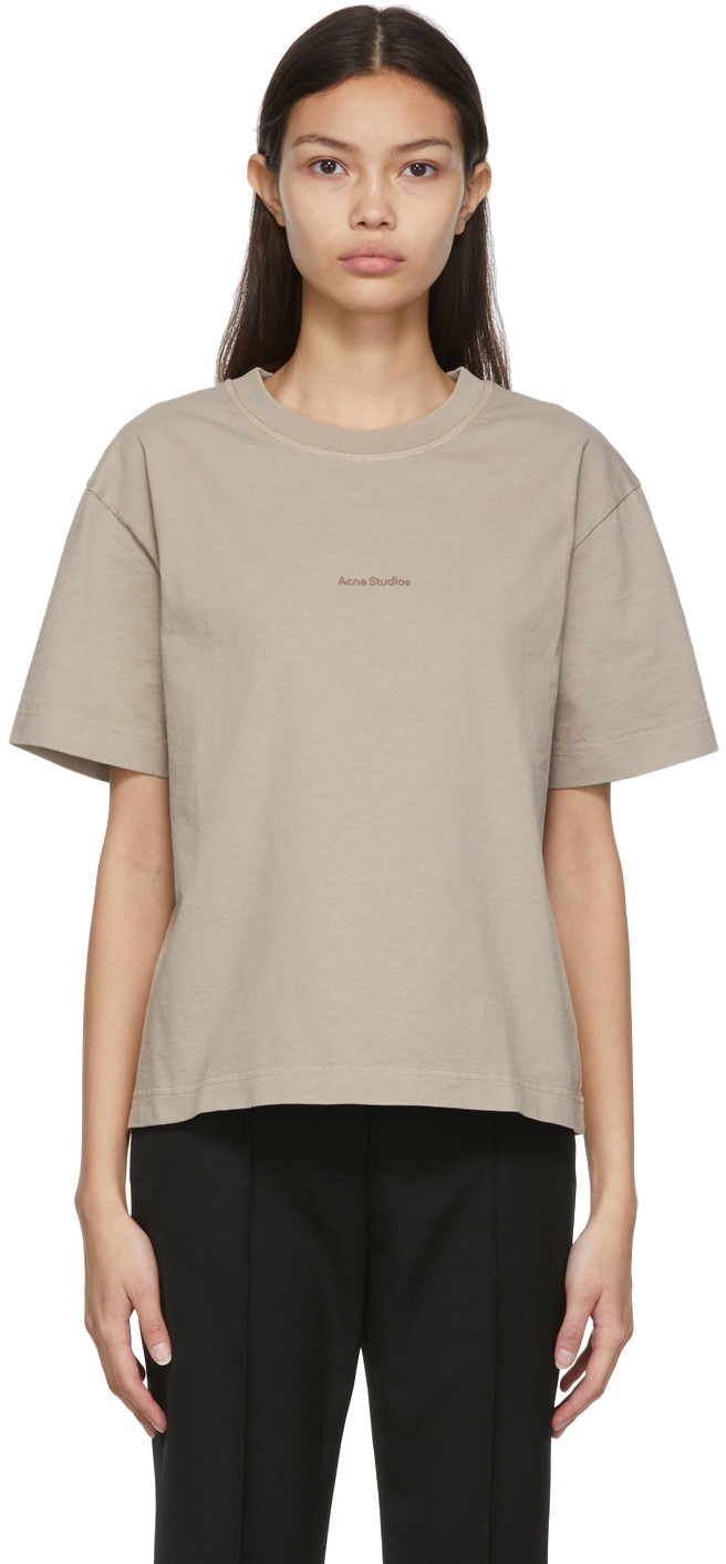 Acne Studios Taupe Logo T-Shirt Acne Studios