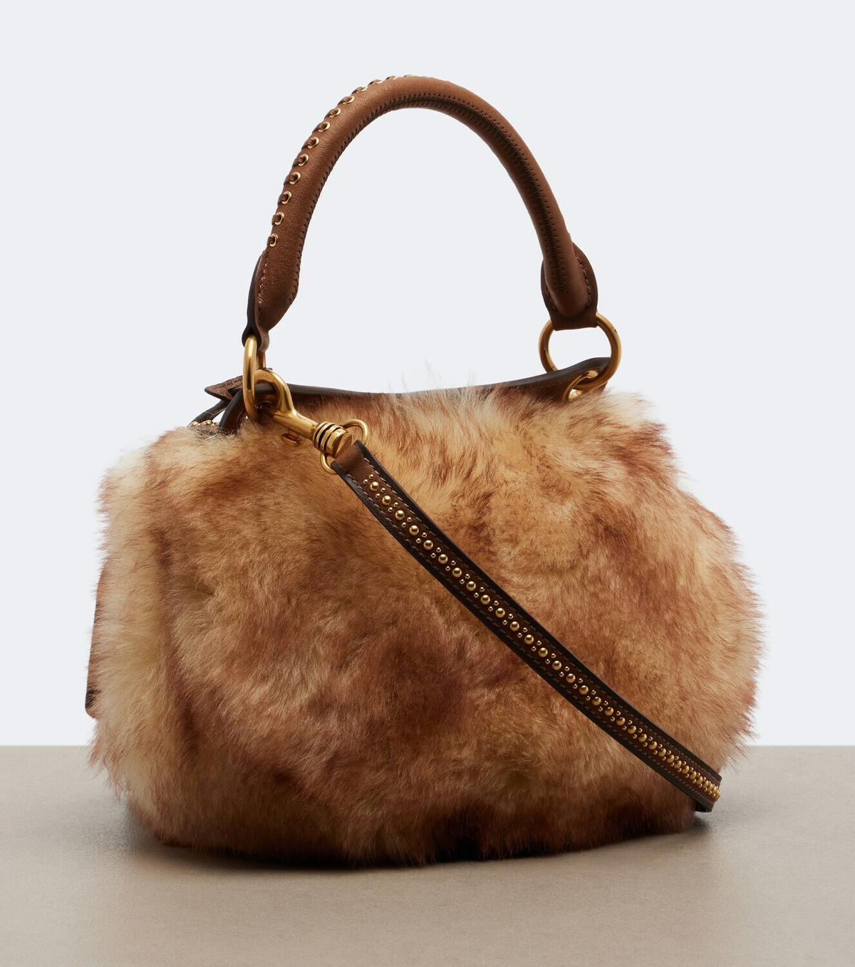 Miu Miu Rendez-vous studded shearling tote bag