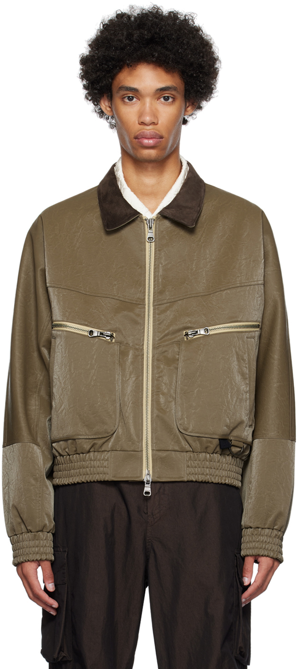 Andersson Bell Khaki New Ortega 23 Faux-Leather Bomber Jacket Andersson ...