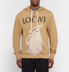 Loewe - Printed Loopback Cotton-Jersey Zip-Up Hoodie - Men - Sand