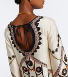 La DoubleJ Twin Flame printed silk twill midi dress