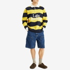 Late Checkout Men's Striped Rugby Polo in Yellow/Navy
