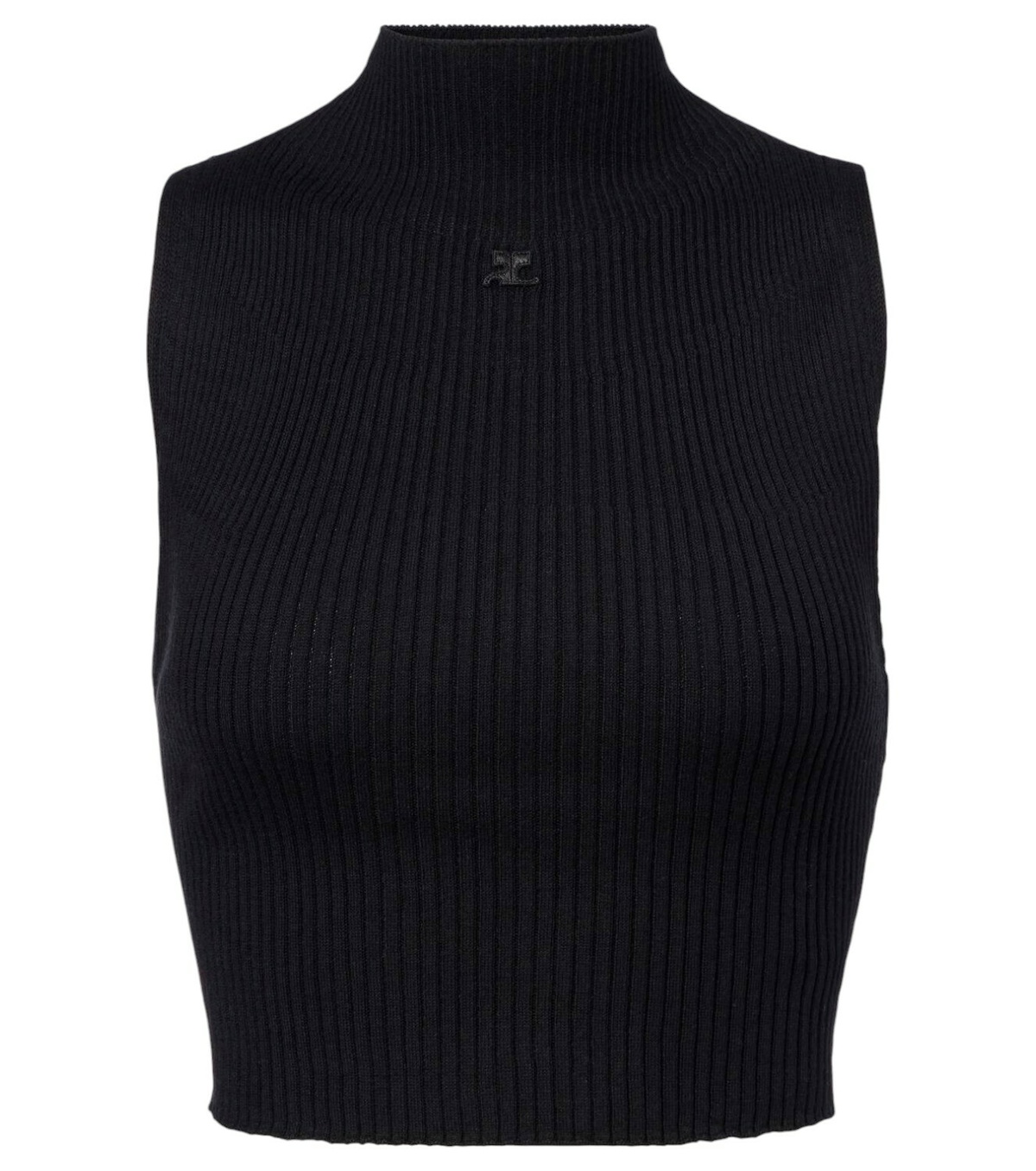 ★Courreges★ Logo Embroidered Sleeveless Knit Top Black 323 Courreges Logo Ribbed Knit Tank Top - Bergdorf Goodman
