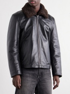 Paul Smith - Shearling-Trimmed Leather Jacket - Black