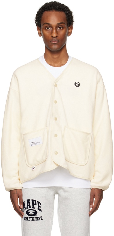Photo: AAPE by A Bathing Ape Off-White Y-Neck Cardigan