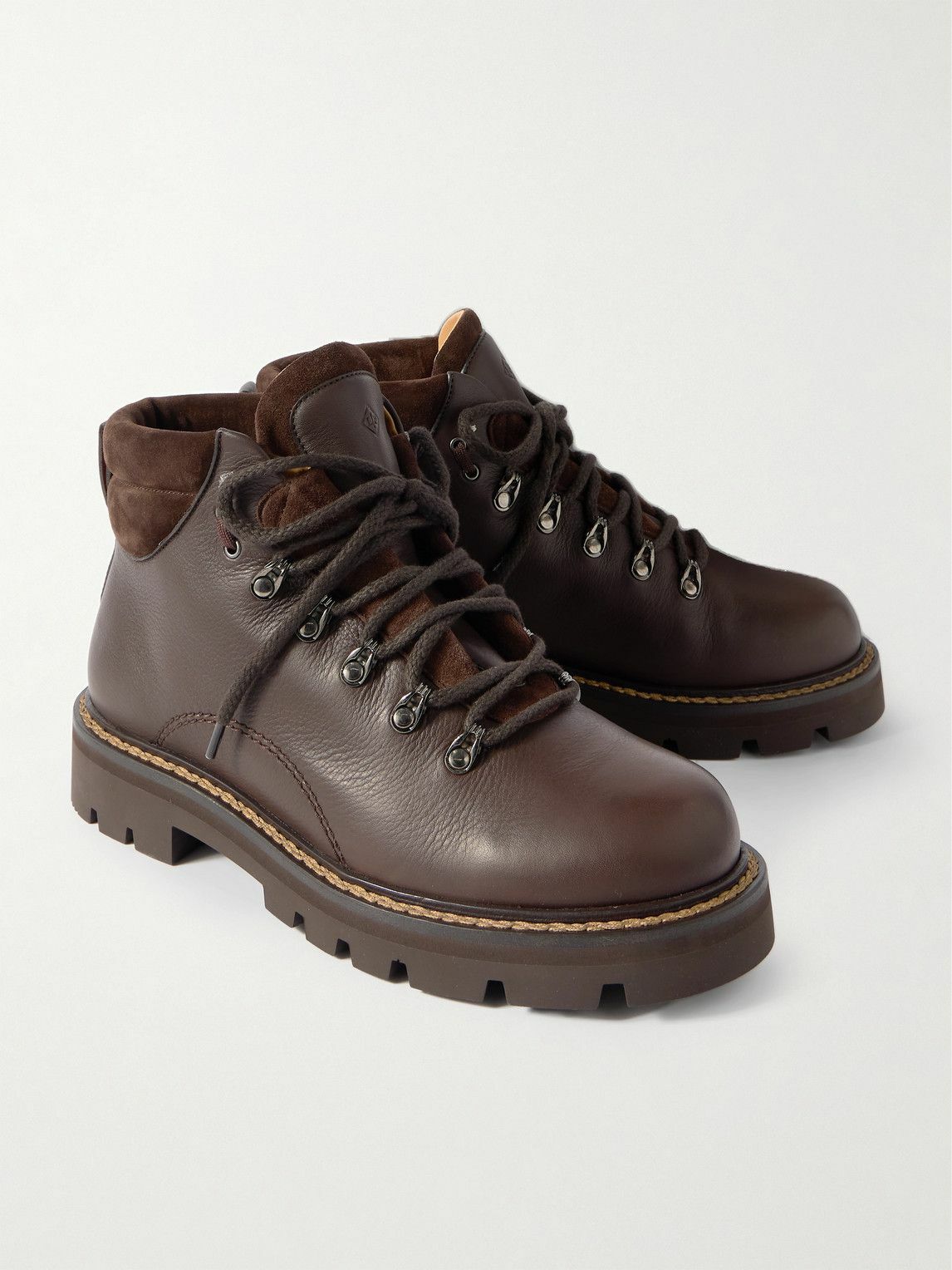 Loro Piana - Beinn Walk Shearling-Lined Leather and Padded Suede Boots - Brown