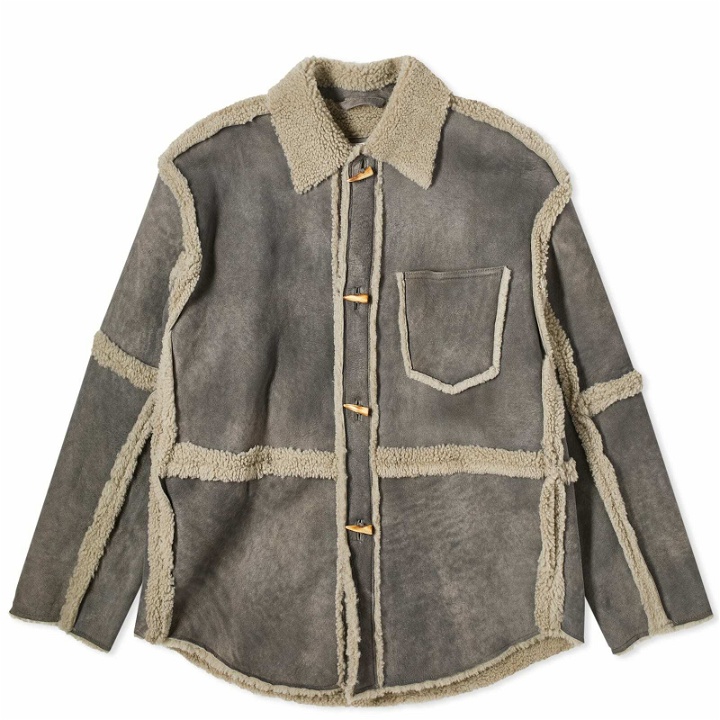 Photo: Acne Studios Men's Larrie Shearling Shirt Jacket in Taupe Grey