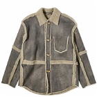 Acne Studios Men's Larrie Shearling Shirt Jacket in Taupe Grey