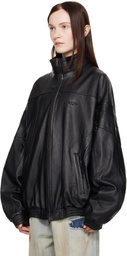 VETEMENTS Black Tracksuit Leather Jacket