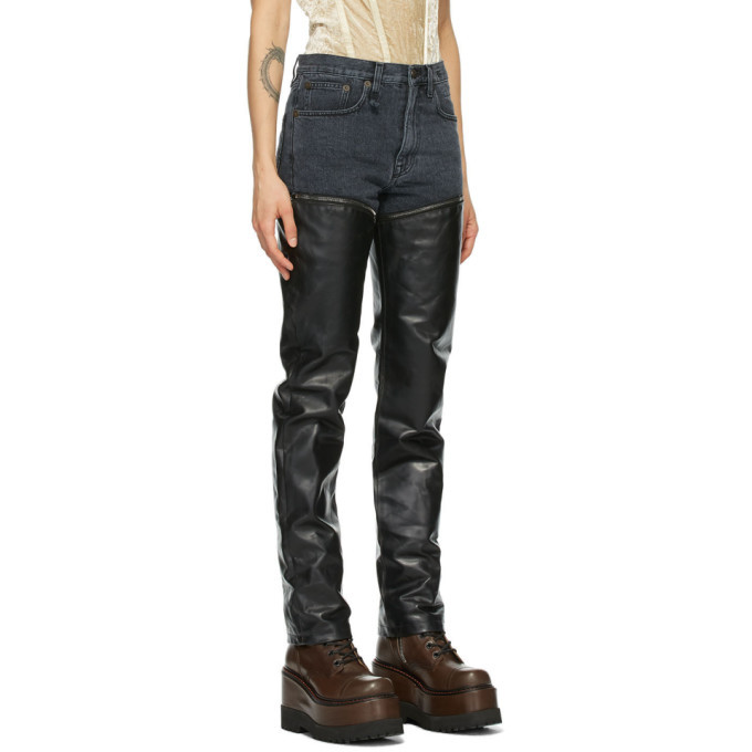 R13 Black Leather Zip Off Axl Slim Pants R13