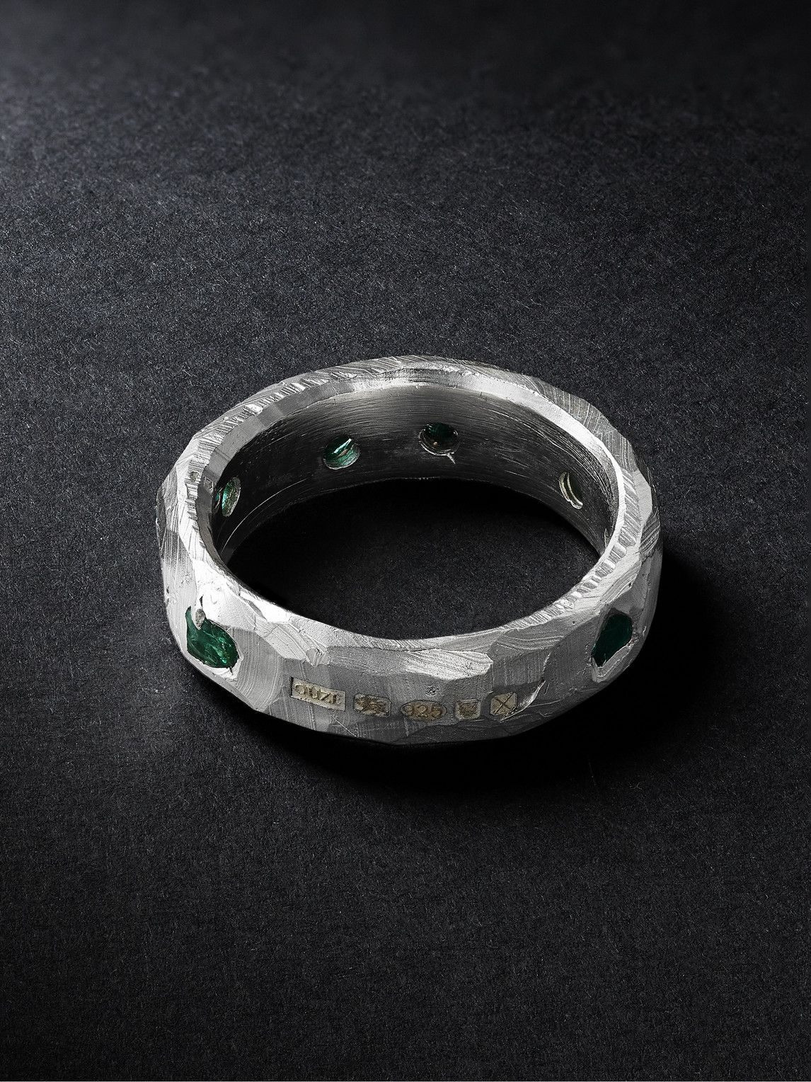 The Ouze - Sterling Silver Emerald Ring - Silver