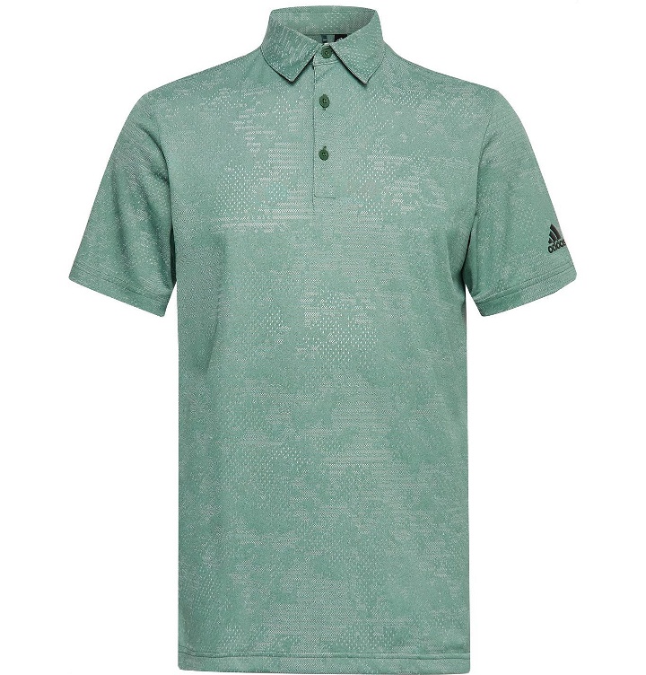 Photo: ADIDAS GOLF - Mélange Recycled Stretch-Jersey Golf Polo Shirt - Green