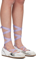 Moschino White Suede Mirror Effect Ballerina Flats