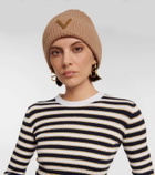 Valentino Ribbed-knit embellished cashmere beanie