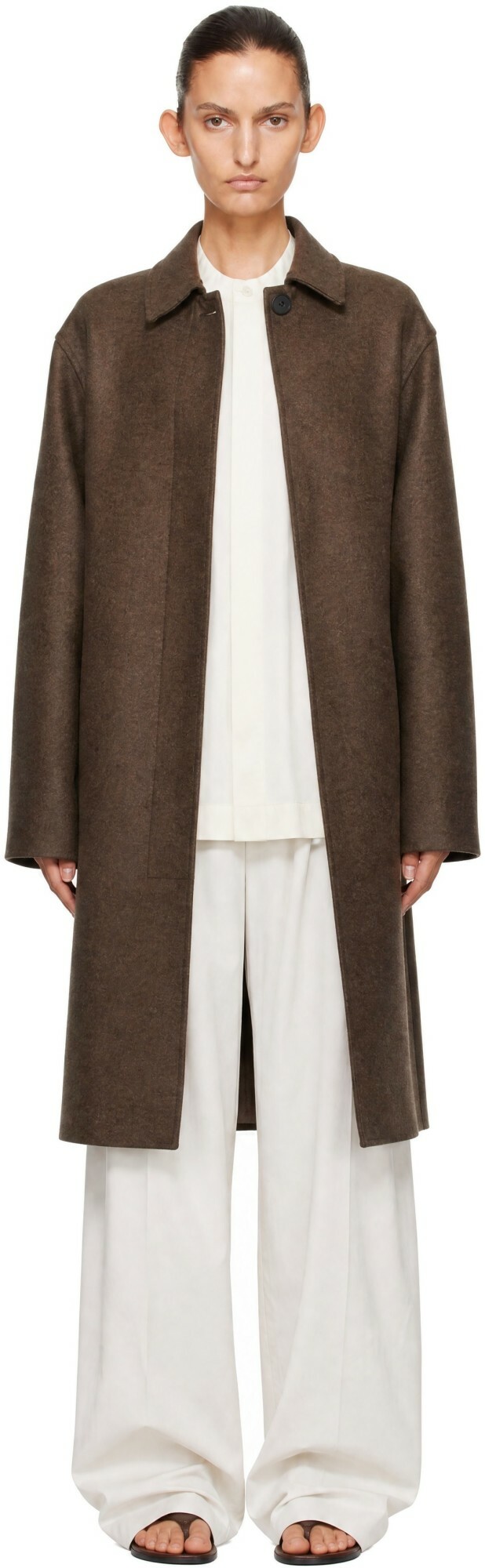 Studio Nicholson Brown Ria Wool Melton Coat