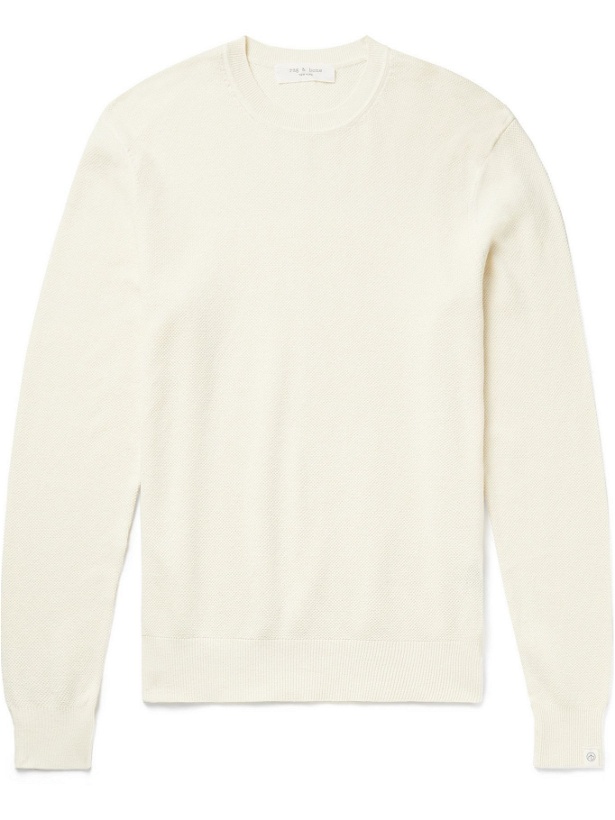 Photo: RAG & BONE - Cotton and Hemp-Blend Piqué Sweater - Neutrals