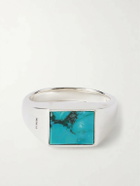 Mikia - Rectangle Sterling Silver Turquoise Ring - Blue