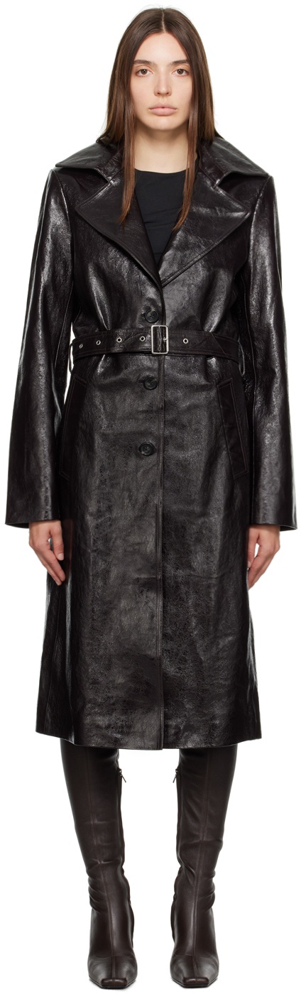 Photo: Helmut Lang Brown Belted Leather Trench Coat