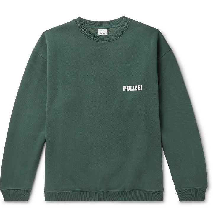 Photo: Vetements - Oversized Logo-Print Fleece-Back Cotton-Blend Jersey Sweatshirt - Green