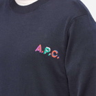 A.P.C. Men's Brian Embroidered Logo Crew Knit in Dark Navy