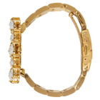 Miu Miu Gold and Pink Pearl Watch Bracelet