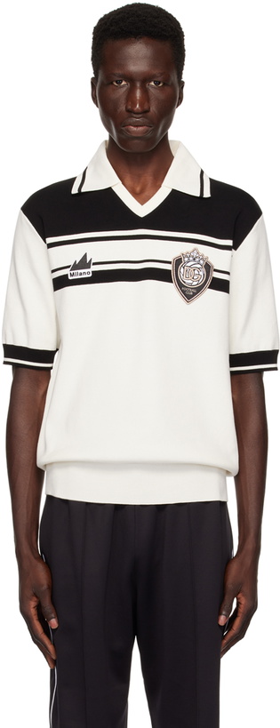 Photo: Dolce&Gabbana White & Black Striped Polo