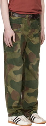 RRL Green Camo Poplin Field Cargo Pants