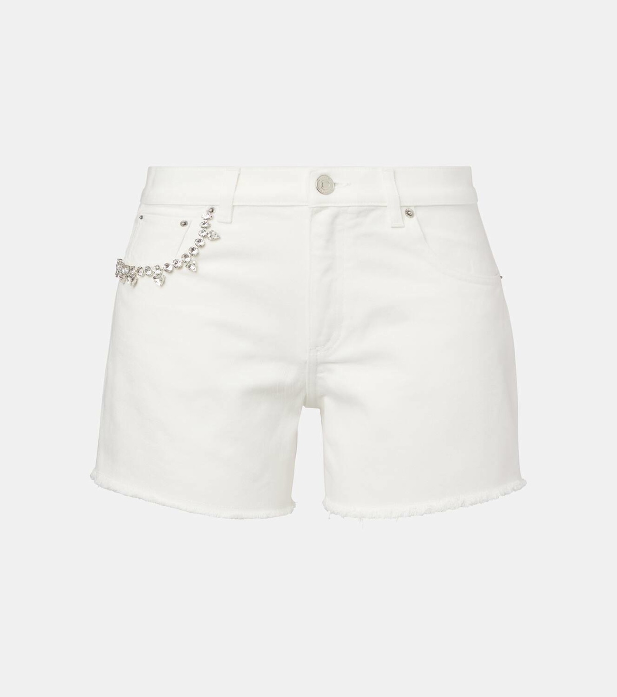 Area Crystal-embellished denim shorts