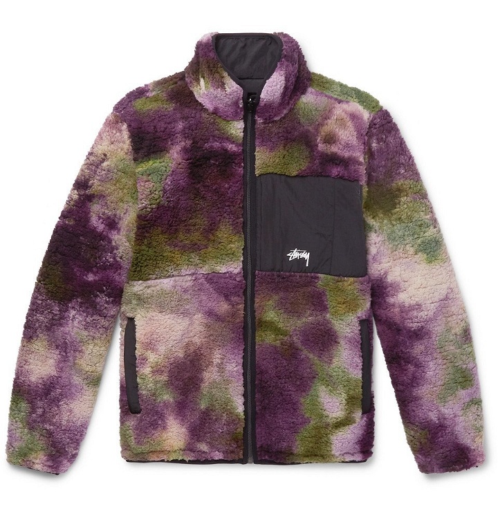 Photo: Stüssy - Reversible Tie-Dyed Fleece and Nylon Jacket - Purple