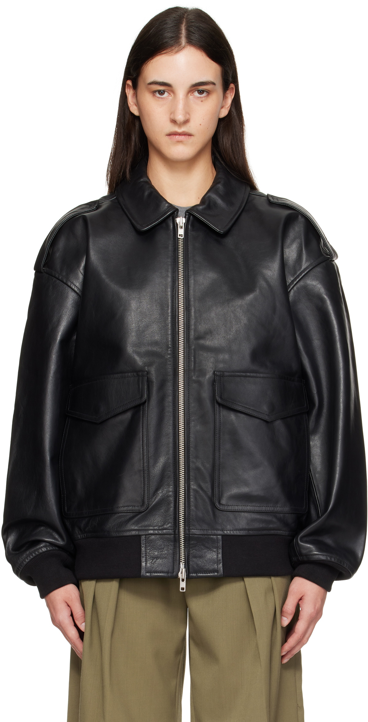 The Frankie Shop ライダースジャケット Chicago Oversized Biker Jacket - Black – The Frankie Shop