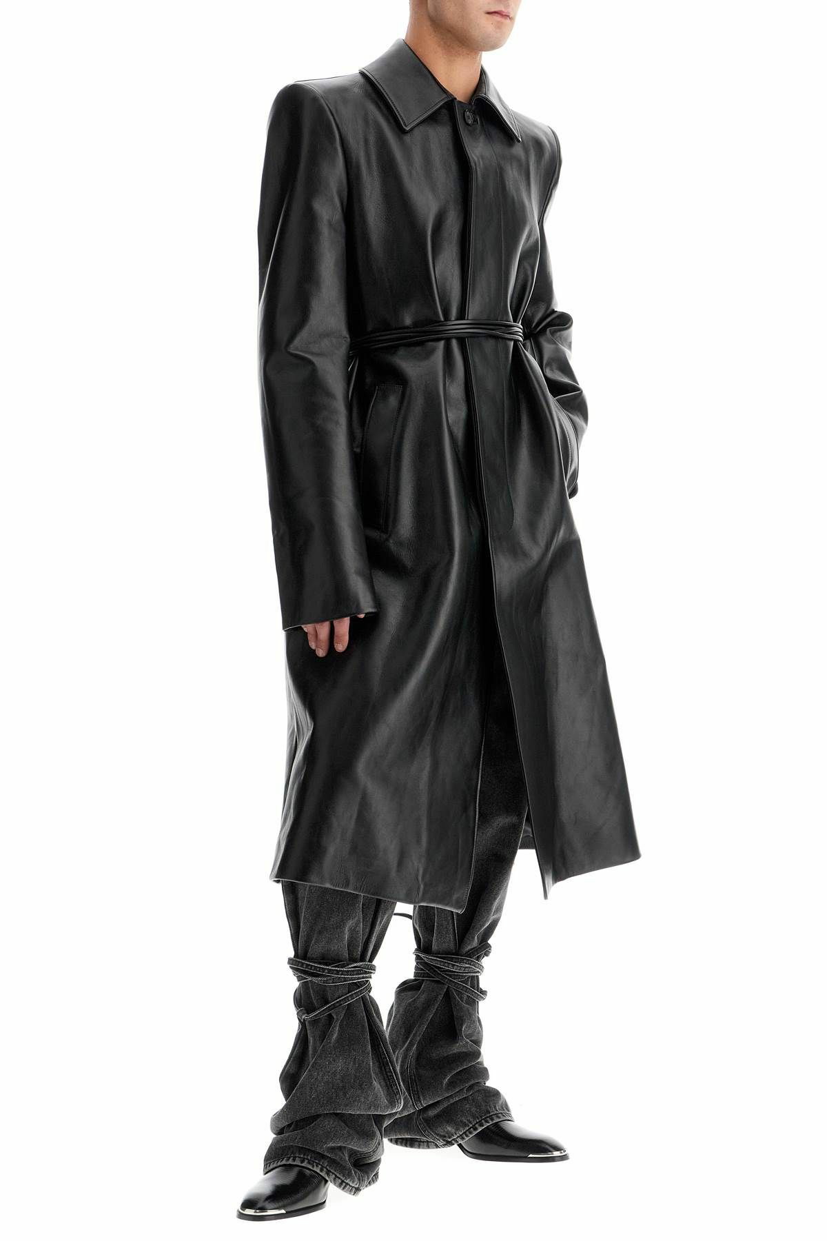ALEXANDER MCQUEEN waterproof leather jacket with voluminous