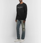 Balmain - Metallic Logo-Print Loopback Cotton-Jersey Sweatshirt - Black