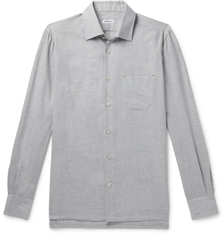 Photo: Kiton - Slim-Fit Cotton and Cashmere-Blend Shirt - Gray