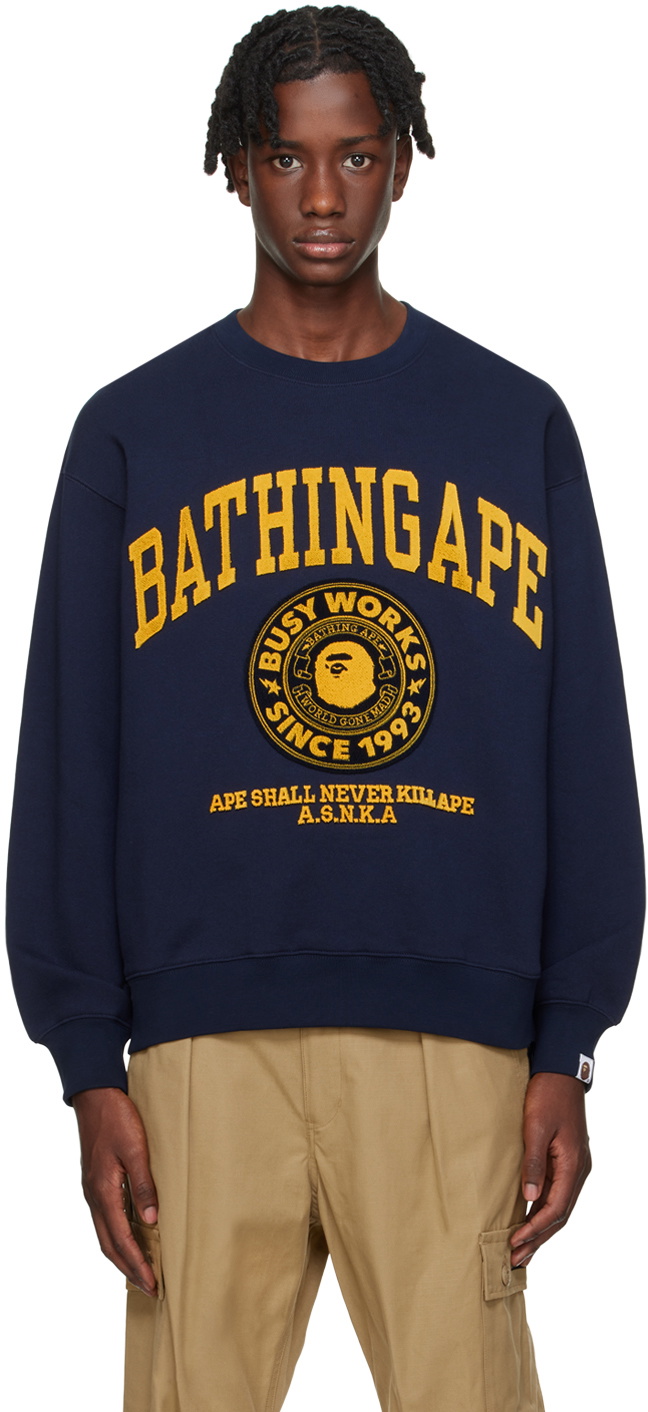 BAPE Navy College Sweatshirt A Bathing Ape