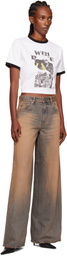 We11done Blue & Beige Side-Striped Jeans