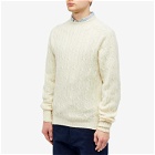 Drake's Men's Brushed Shetland Cable Crew Knit in Cream