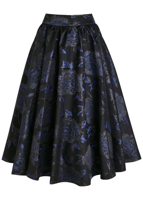 Photo: Alice + Olivia Nilda Floral-jacquard Woven Midi Skirt Black