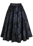 Alice + Olivia Nilda Floral-jacquard Woven Midi Skirt Black