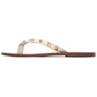 Valentino Garavani Off-White Rockstud Calfskin Thong Sandals