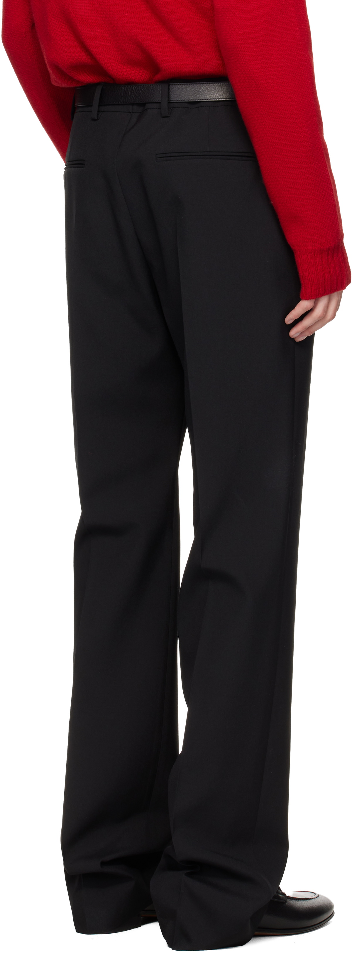Valentino Black Creased Virgin Wool Trousers
