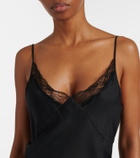 The Row Barina lace-trimmed silk slip dress