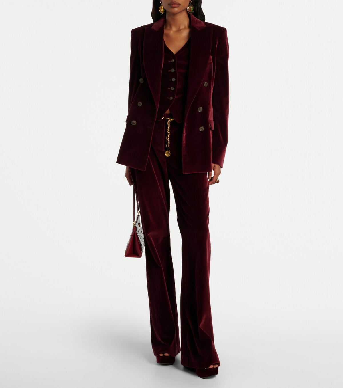 Etro Mid-rise cotton velvet flared pants