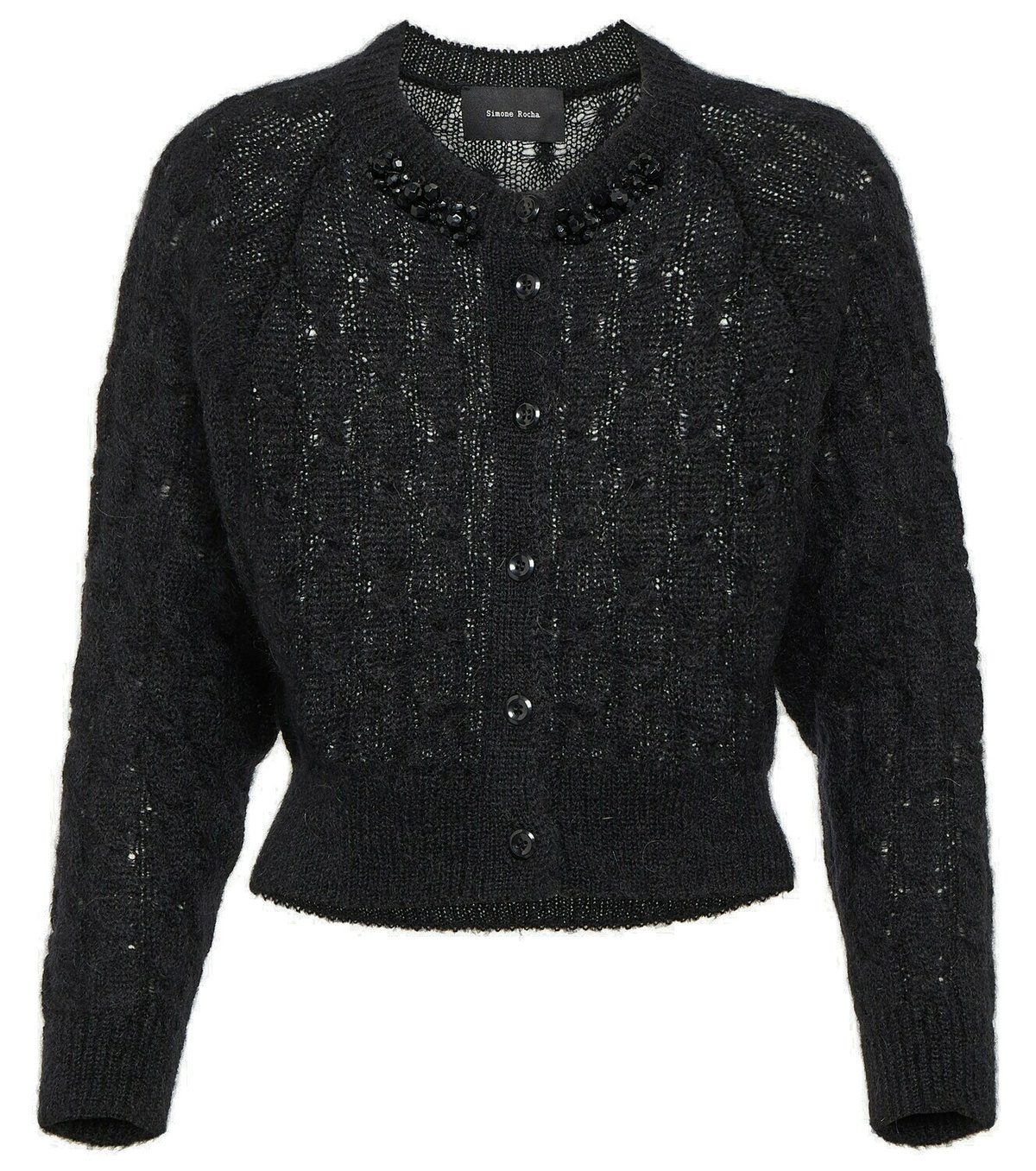 Simone Rocha　ニットカーディガン　パール Simone Rocha パールトリム カーディガン | ブラック | FARFETCH JP