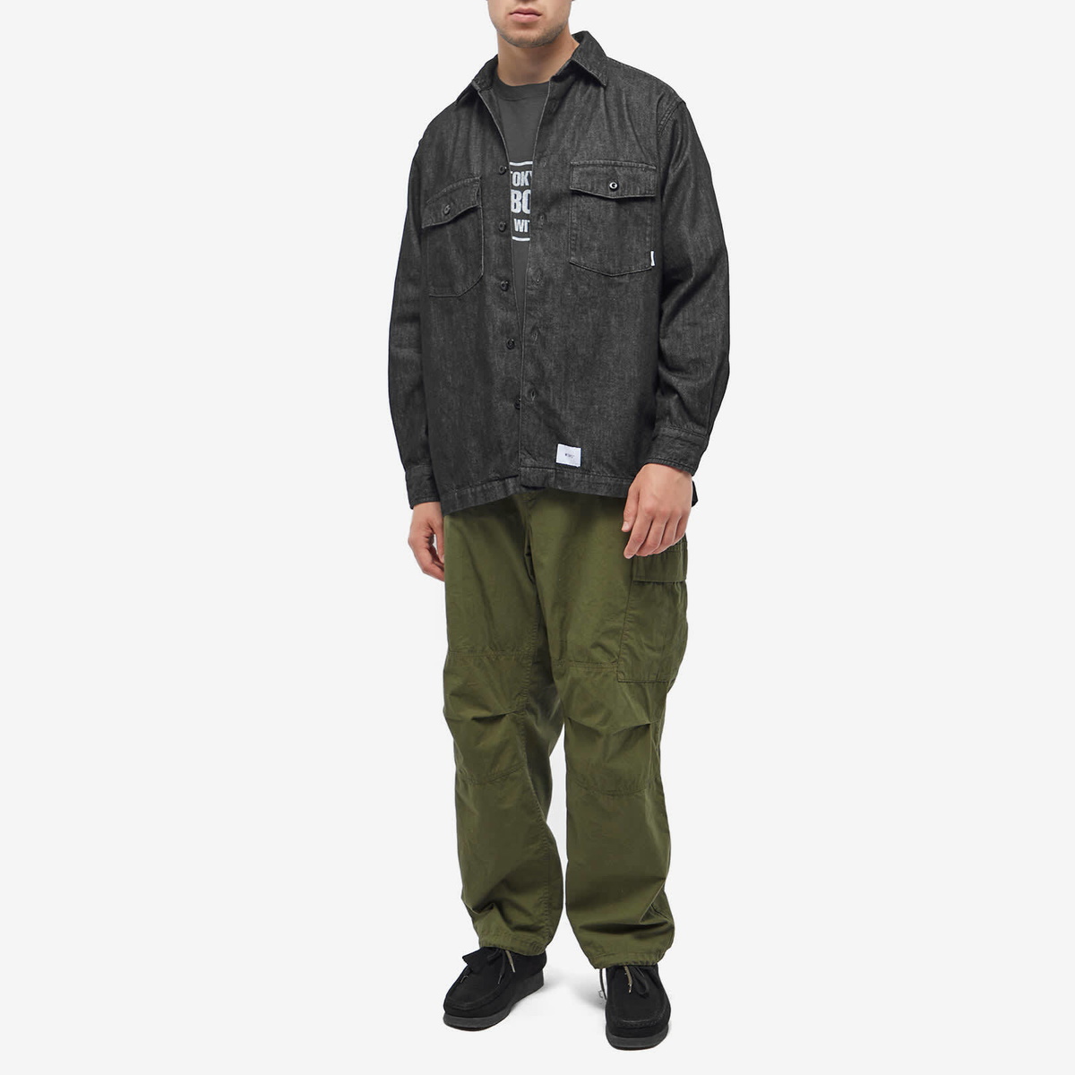 WTAPS Men's 0 Denim Work Shirt in Black WTAPS