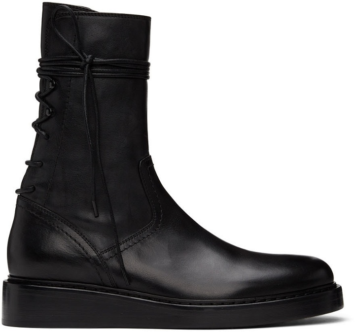 Photo: Ann Demeulemeester Black Leather Back Lace-Up Boots