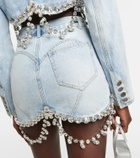 Area - Crystal-embellished denim miniskirt