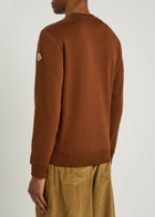 Moncler Logo-embroidered Cotton-blend Sweatshirt Orange