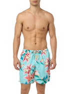 MC2 Saint Barth Man Lightweight Fabric Swim-shorts Lighting With Tropical Flowers Print