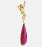 Octavia Elizabeth Floating Nesting Gem 18kt gold drop earrings with diamonds and rubellites